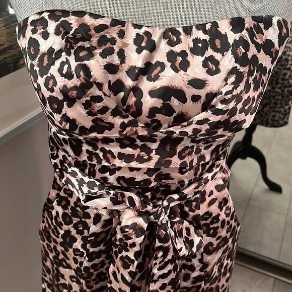 RIPE Strapless Animal Print Satin Mini Dress Pockets, Size M - Picture 2 of 11